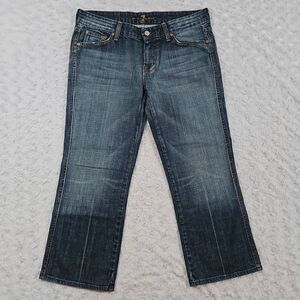 7 for all mankind womens size 30 capri cropped jean faded dark wash